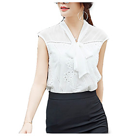 Women's Blouse Solid Colored Sleeveless Daily Tops White