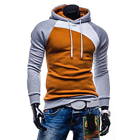 Men's Hoodie Color Block Hooded Daily Casual Hoodies Sweatshirts  Slim Blue Yellow Gray