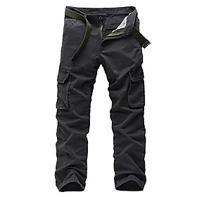 Men's Basic Daily Tactical Cargo Pants Solid Colored Full Length Black Army Green Khaki Gray