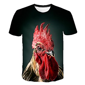 Men's T shirt Shirt Color Block 3D Animal Print Short Sleeve Going out Tops Streetwear Punk  Gothic Round Neck Army Green / Summer / Club