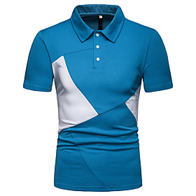 Men's Golf Shirt Tennis Shirt Color Block Short Sleeve Daily Tops Blue Gray Black