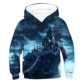 Kids Boys' Hoodie  Sweatshirt Long Sleeve 3D Drawstring Blue Children Tops Active Basic Children's Day