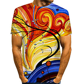 Men's T shirt Shirt 3D Print Graphic Graphic Prints 3D Print Short Sleeve Daily Tops Basic Casual Round Neck Orange / Summer