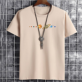 Men's Unisex Tee T shirt Hot Stamping Graphic Prints Interstellar Plus Size Print Short Sleeve Casual Tops Cotton Basic Fashion Designer Big and Tall White Bla