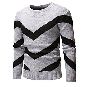 Men's Solid Colored Pullover Long Sleeve Sweater Cardigans Round Neck Wine Navy Blue Gray