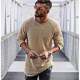 Men's Solid Colored Pullover Long Sleeve Regular Sweater Cardigans White Black Red