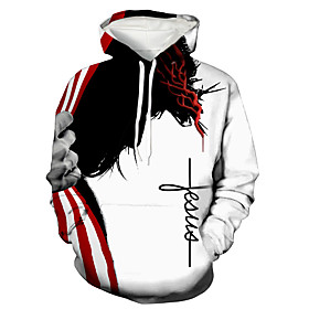 Men's Pullover Hoodie Sweatshirt Graphic Print Hooded Daily Holiday 3D Print Basic Casual Hoodies Sweatshirts  Long Sleeve White