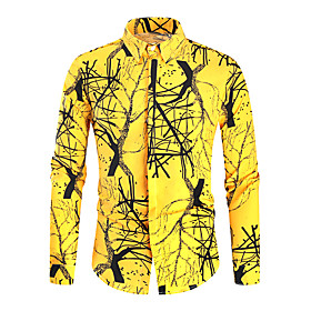 Men's Shirt Other Prints Geometry Print Long Sleeve Casual Tops Ethnic Style Button Down Collar Black