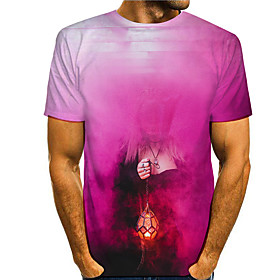 Men's T shirt 3D Print Graphic Graphic Prints 3D Print Short Sleeve Daily Tops Basic Casual Blushing Pink