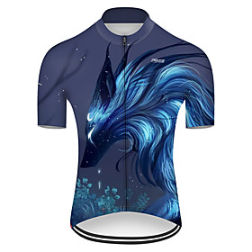 21Grams Men's Short Sleeve Cycling Jersey Summer Nylon Polyester Black / Blue Dragon Floral Botanical Animal Bike Jersey Top Mountain Bike MTB Road Bike Cyclin