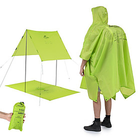 Naturehike Unisex 3 in 1 Rain Poncho Tarp Canvas Waterproof Multifunctional Lightweight Jacket Rain Jacket Outdoor Portable Windproof Quick Dry Raincoat with C