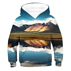 Kids Boys' Hoodie  Sweatshirt Long Sleeve 3D Drawstring Blue Children Tops Active Basic Children's Day