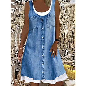 Women's Shift Dress Knee Length Dress Sleeveless Pattern Spring Summer Round Neck Chic  Modern Casual / Daily 2021 S M L XL XXL XXXL / Loose