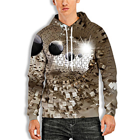 Men's Pullover Hoodie Sweatshirt Animal Patterned Graphic Prints Print Hooded Daily Holiday 3D Print Basic Casual Hoodies Sweatshirts  Long Sleeve Brown