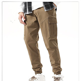 Men's Cargo Pants Pants Solid Color Black Army Green Khaki
