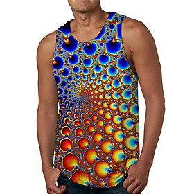 Men's Tank Top Undershirt Shirt 3D Print Graphic Prints Spiral Stripe Print Sleeveless Daily Tops Casual Designer Big and Tall Round Neck Blue / Summer