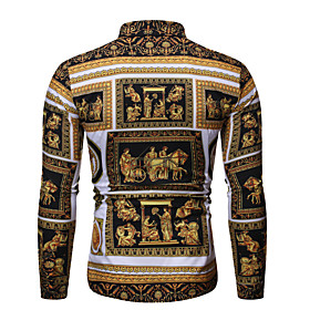 Men's Shirt Tribal Long Sleeve Daily Tops Vintage Classic Collar Yellow