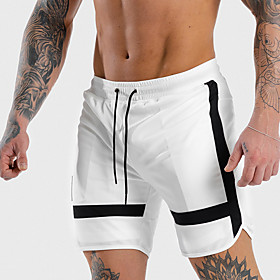Men's Casual / Sporty Workout Athletic Breathable Soft Daily Sports Fitness Gym Chinos Shorts Bermuda shorts Pants Color Block Letter Short Split Drawstring El