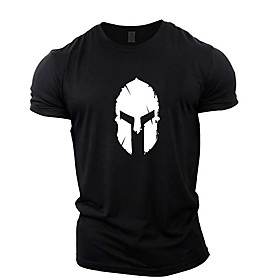 Men's Tee T shirt Hot Stamping Graphic Plus Size Short Sleeve Gym Tops Cotton Casual Vintage Classic Round Neck Navy Black on white Black on gray