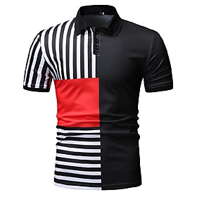 Men's Golf Shirt Color Block Short Sleeve Daily Tops White Black
