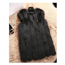 Women's Faux Fur Casual / Daily Summer Regular Coat Regular Fit Casual Jacket Solid Color Others Silver Gray
