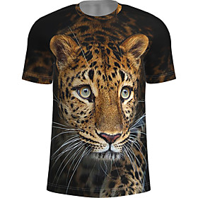 Men's T shirt Shirt Graphic Animal Print Short Sleeve Daily Tops Basic Round Neck Brown / Sports