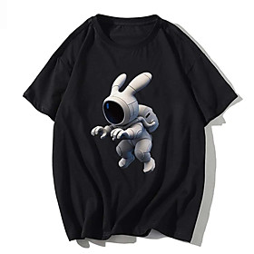 Men's Unisex Tee T shirt Shirt Hot Stamping Graphic Prints Astronaut Plus Size Print Short Sleeve Casual Tops 100% Cotton Basic Designer Big and Tall Round Nec