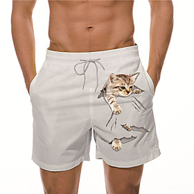 Men's Designer Casual / Sporty Big and Tall Quick Dry Breathable Soft Holiday Beach Swimming Pool Shorts Bermuda shorts Swim Trucks Pants Cat Graphic Prints Sh