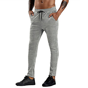 Men's Stylish Casual Chinos Pants Lattice Full Length Print 1