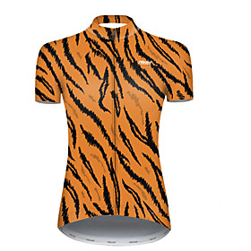 21Grams Women's Short Sleeve Cycling Jersey Summer Nylon Polyester Black / Orange Stripes Leaf Bike Jersey Top Mountain Bike MTB Road Bike Cycling Ultraviolet