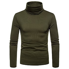 Men's T shirt Solid Colored Long Sleeve Daily Tops Black Wine Army Green