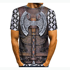 Men's T shirt Shirt 3D Print Cartoon 3D 3D Print Short Sleeve Daily Tops Casual Fashion Round Neck Brown / Summer