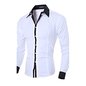 Men's Shirt Solid Colored Long Sleeve Daily Tops Business White Black Blue / Fall / Spring / Work