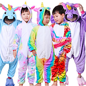 Kid's Kigurumi Pajamas Unicorn Flying Horse Animal Onesie Pajamas Polar Fleece WhiteBlue / WhitePink / Purple Cosplay For Boys and Girls Animal Sleepwear Carto