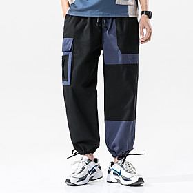 Men's Casual / Sporty Athleisure Breathable Outdoor Sports Sport Daily Pants Tactical Cargo Pants Solid Colored Full Length Drawstring Pocket Black Khaki Green