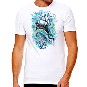 Men's Unisex Tee T shirt Hot Stamping Graphic Prints Spray Rudder Plus Size Print Short Sleeve Casual Tops Cotton Basic Designer Big and Tall White