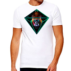 Men's Unisex Tee T shirt Hot Stamping Graphic Prints Orangutan Plus Size Print Short Sleeve Casual Tops Cotton Basic Designer Big and Tall White