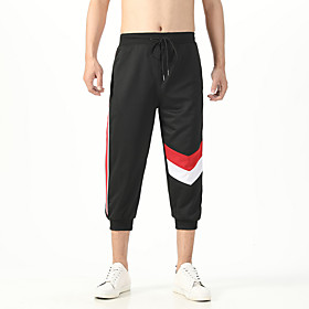 Men's Sports  Outdoors Casual / Sporty Chinos Sweatpants Pants Color Block White Black Red