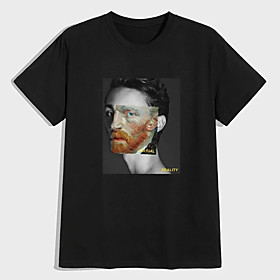 Men's Unisex Tees T shirt Hot Stamping Graphic Prints Human Plus Size Print Short Sleeve Casual Tops 100% Cotton Basic Designer Big and Tall Black