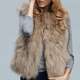 Women's Vest Daily Winter Regular Coat V Neck Regular Fit Streetwear Jacket Sleeveless Solid Colored Stylish Camel White / Plus Size