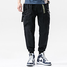 Men's Casual / Sporty Athleisure Breathable Outdoor Sports Casual Daily Harem Loose Pants Tactical Cargo Pants Solid Colored Full Length Drawstring Pocket Army
