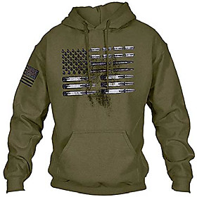 mens hoodies long sleeve american flag vintage bullet graphic drawstring hooded pullover sweatshirts army green