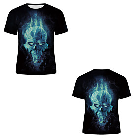 Men's T shirt 3D Print 3D Rivet Mesh Short Sleeve Casual Tops Black
