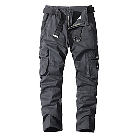 Men's Cargo Chino Breathable Outdoor Casual Daily Pants Tactical Cargo Pants Solid Colored Full Length Split Zipper Pocket Deep Blue Army Green Black Grey Khak