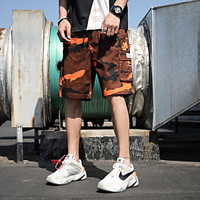 Men's Shorts Cargo Breathable Daily Going out Shorts Tactical Cargo Pants Camouflage Short Drawstring Pocket Camouflage Red Army green camouflage White camoufl