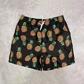 Men's Casual / Sporty Outdoor 5.5 Inch Inseam Short Sports Daily Beach Shorts Pants Pineapple Short Drawstring Elastic Drawstring Design White Black Blue Yello