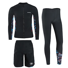 Men's Rash Guard Dive Skin Suit Spandex Swimwear UV Sun Protection Quick Dry Long Sleeve 3-Piece - Swimming Diving Surfing Snorkeling Autumn / Fall Spring Summ