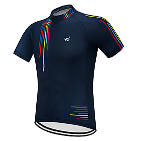 Vendull Men's Short Sleeve Cycling Jersey Winter Polyester Black Solid Color Bike Jersey Top Mountain Bike MTB Road Bike Cycling Anatomic Design Quick Dry Brea