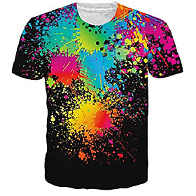 mens unisex paint splatter short sleeve t-shirt graphic tees l