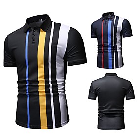 Men's Golf Shirt Tennis Shirt Other Prints Color Block Short Sleeve Casual Tops Casual Black Navy Blue / Summer